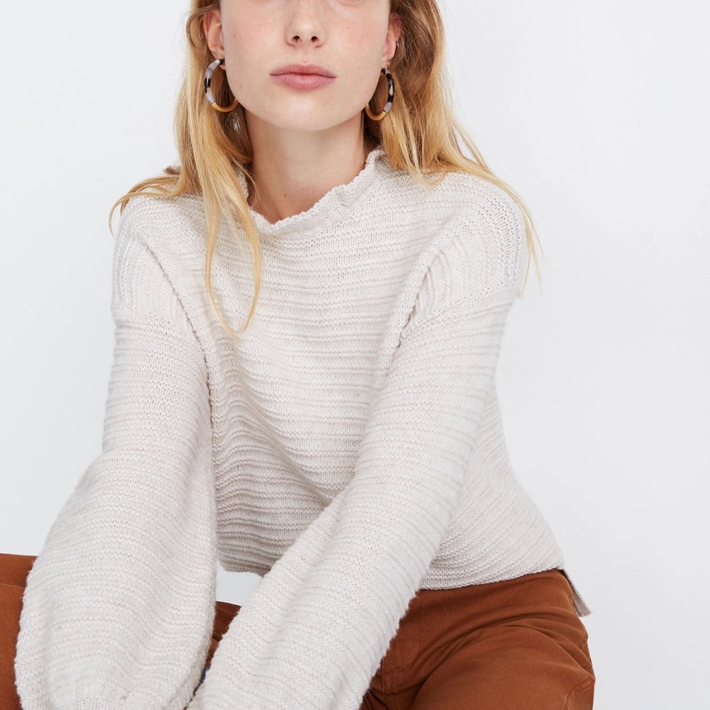 Madewell Soft Cream Ribbed Sweater